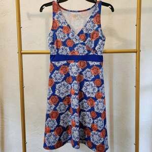 Lola Athletic Dress Size XS Blue White Orange Floral Print
